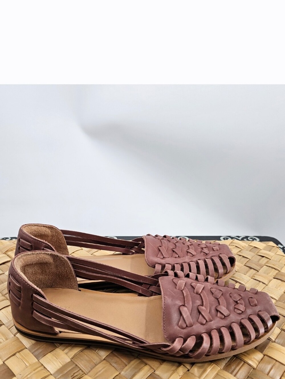 Quince Brown Braided Leather Huarache Flats Size 9 - Picture 5 of 11